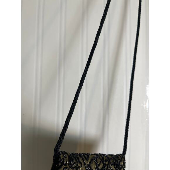 Women's Beaded With Fringe Satin Cross body Mini Bag Feminine Pinnup Girl VTG - Picture 4 of 8